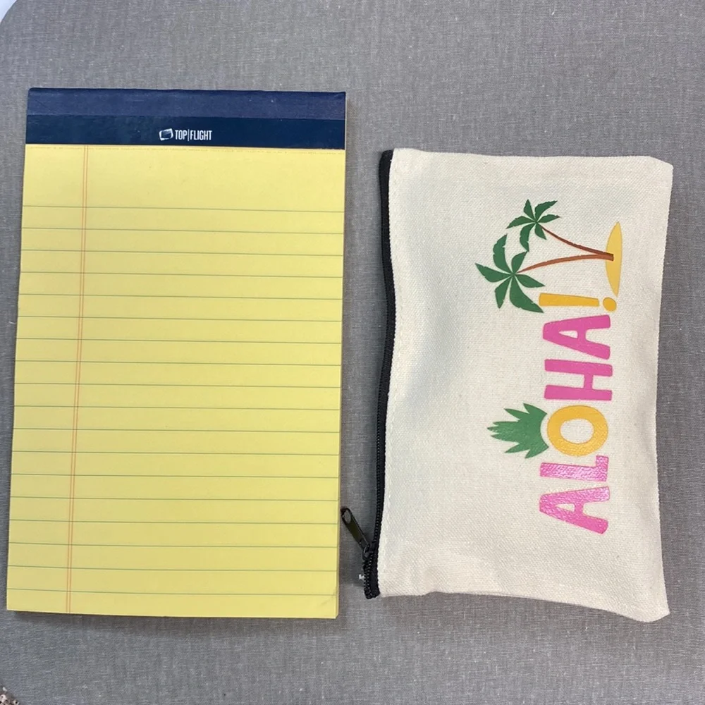 Tropical Aloha Zip Up Canvas Pouch - Makeup Bag or Pencil Case